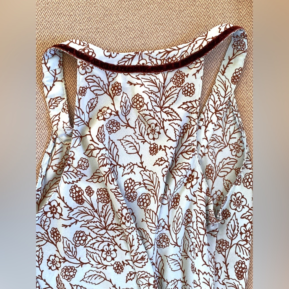 Oscar de la Renta Pale Blue Maxi Dress with Brown Floral Motif - Picture 4 of 14